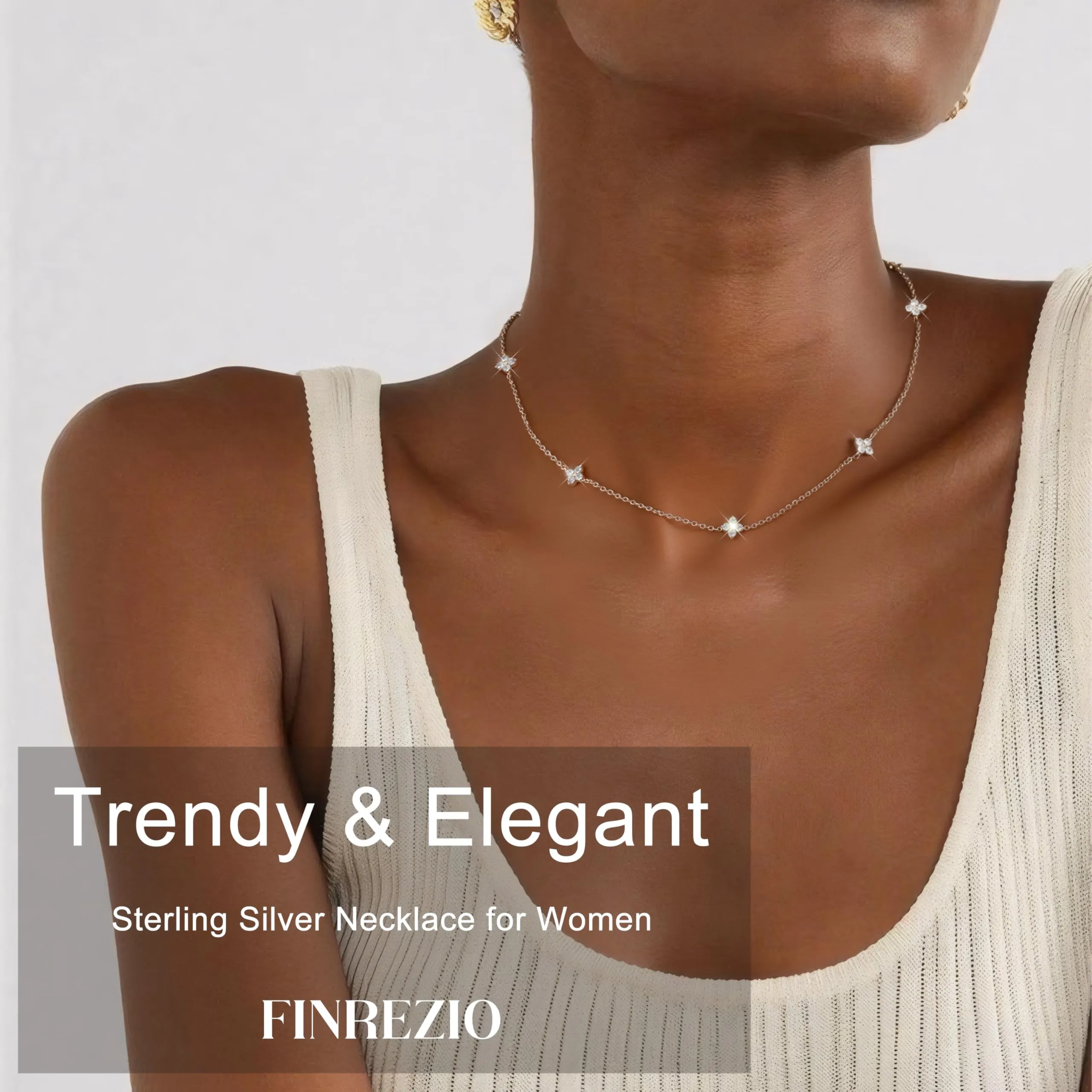 Finrezio Collana Donna Color Argentozircone Cubico Choker - immagine 2