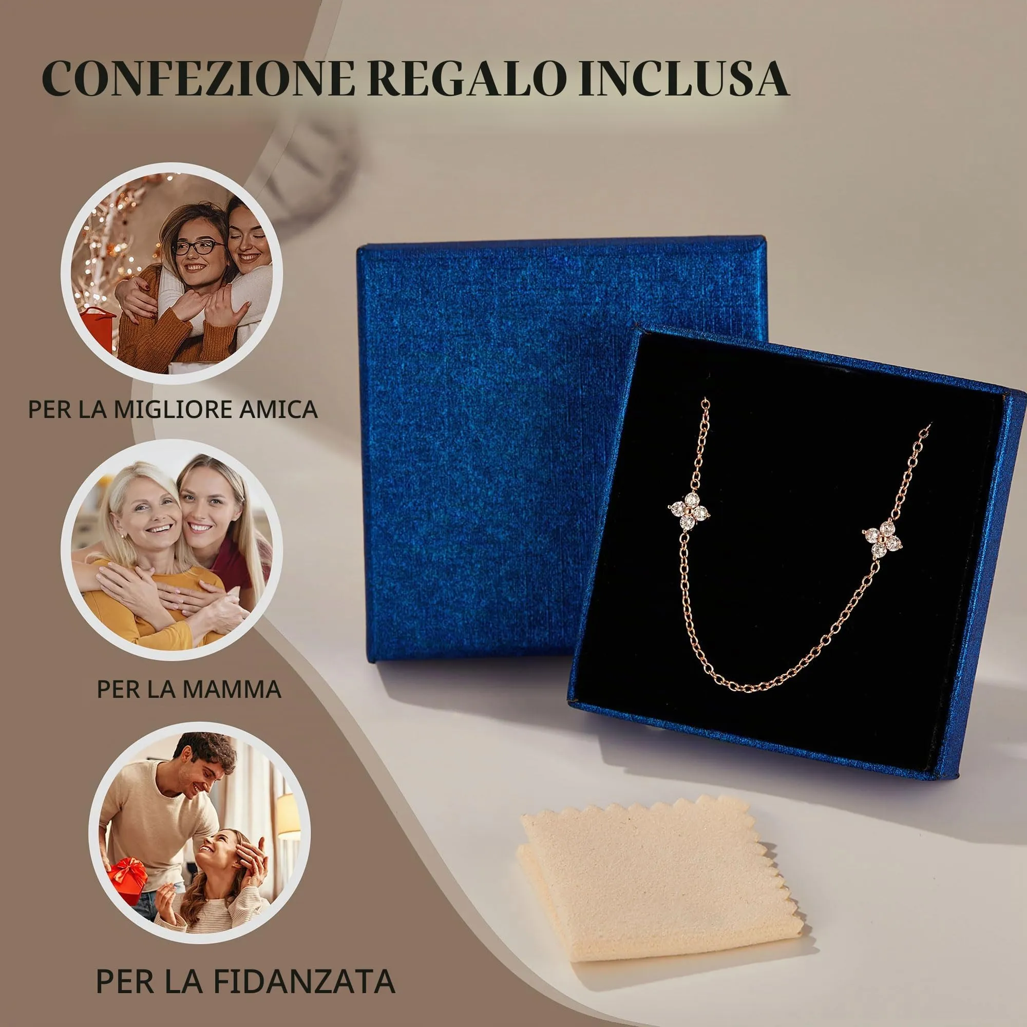 Finrezio Collana Donna con Chiusura in Argento 925 Zircone Cubico - immagine 6