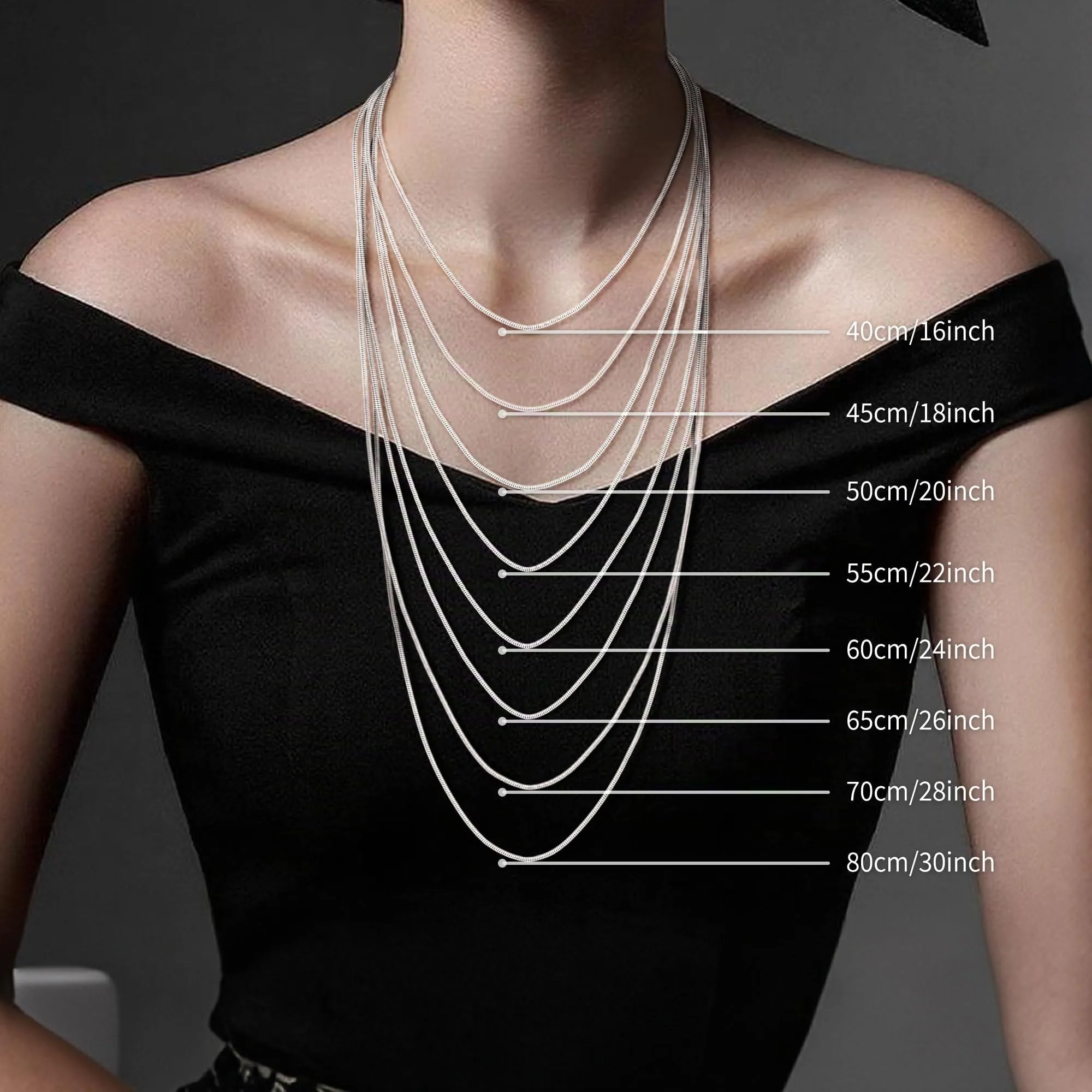 Casxyue Collana Argento 925 Donna Uomo Catenina Argento 40/45/50/55/60/65/70/75cm Catena Serpente/Catena Cuban/Catena a Maglia Veneziana Gioielli (Catena Serpente, 65 Centimetri) - immagine 3