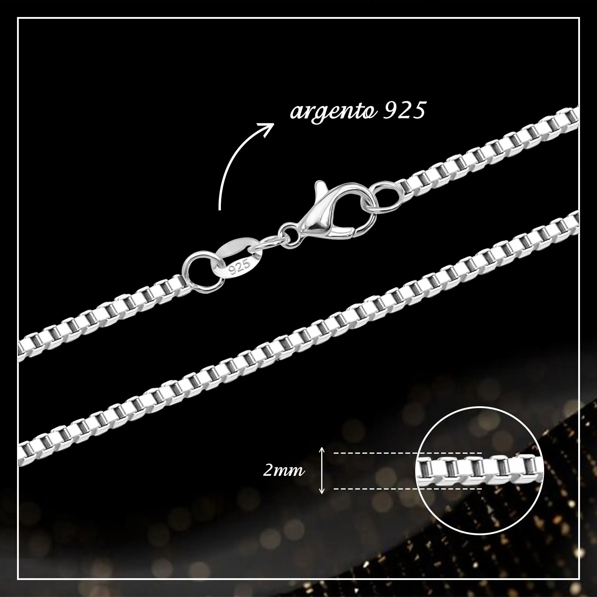 Casxyue Collana Argento 925 Donna Uomo Catenina Argento 40/45/50/55/60/65/70/75cm Catena Serpente/Catena Cuban/Catena a Maglia Veneziana Gioielli (Catena a Maglia Venezian, 45 Centimetri) - immagine 2