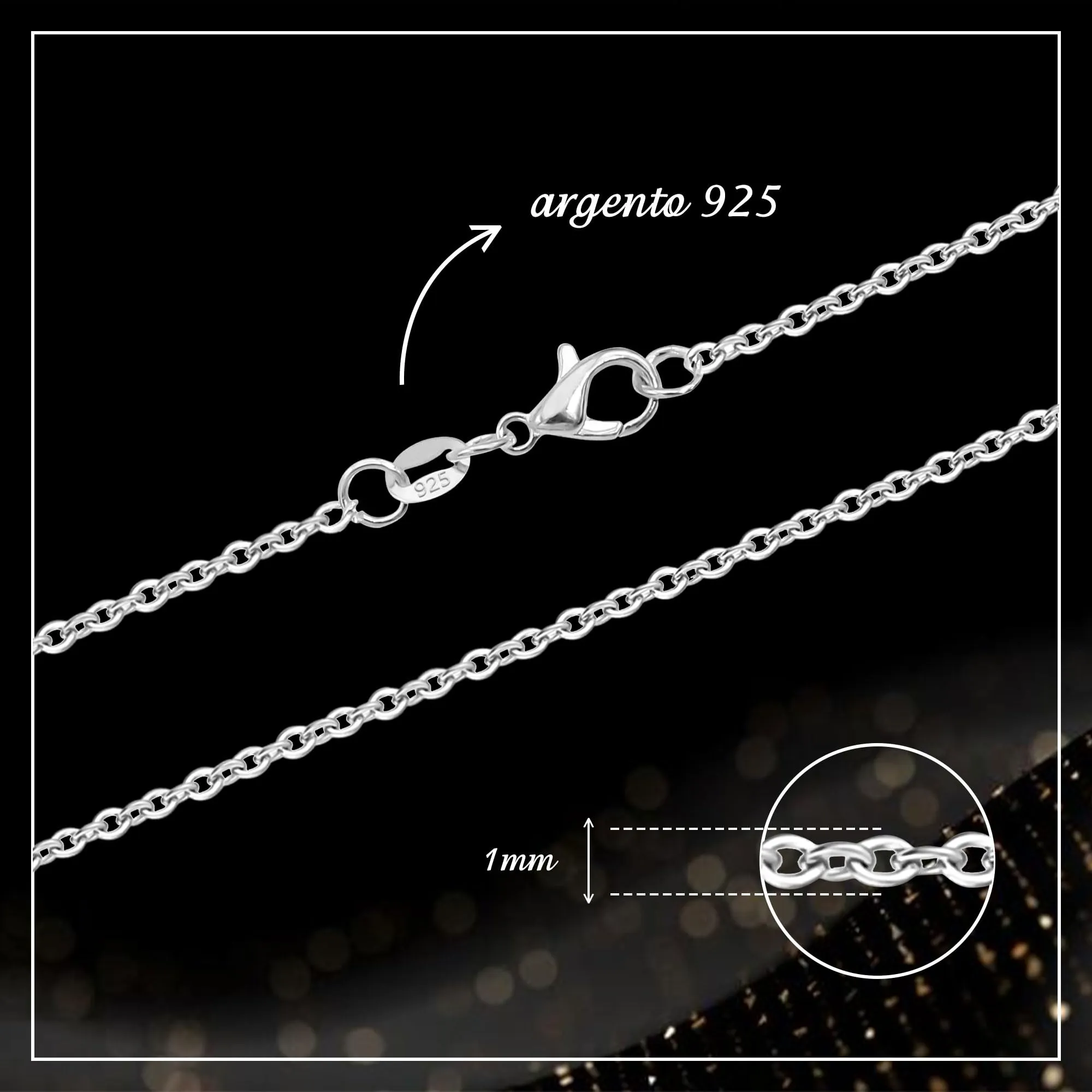 Casxyue Collana Argento 925 Donna Uomo Catenina Argento 40/45/50/55/60/65/70/75cm Catena Serpente/Catena Cuban/Catena a Maglia Veneziana Gioielli (Catena d'ancora, 50 Centimetri) - immagine 2