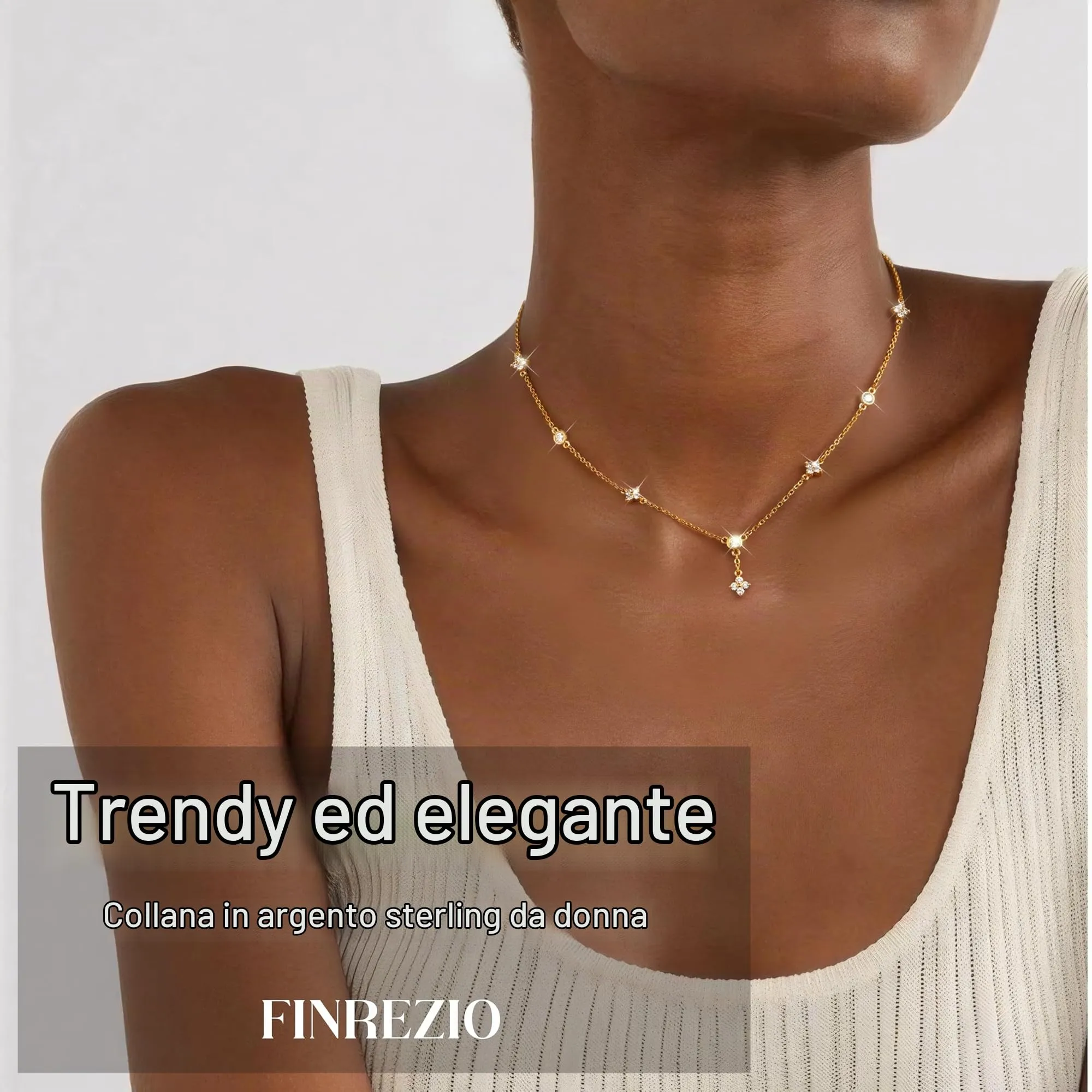 Finrezio Collana Donna con Chiusura in Argento 925 Zircone Cubico - immagine 2