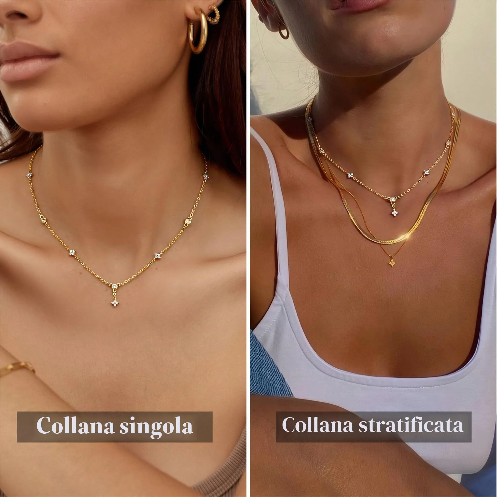 Finrezio Collana Donna con Chiusura in Argento 925 Zircone Cubico - immagine 4