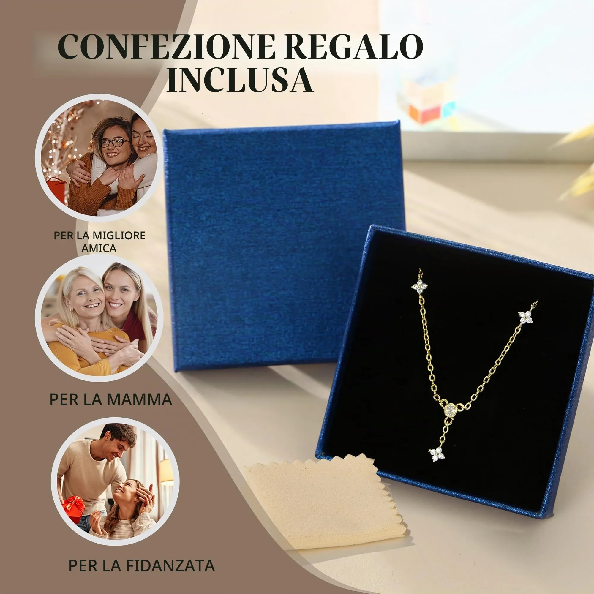 Finrezio Collana Donna con Chiusura in Argento 925 Zircone Cubico - immagine 6
