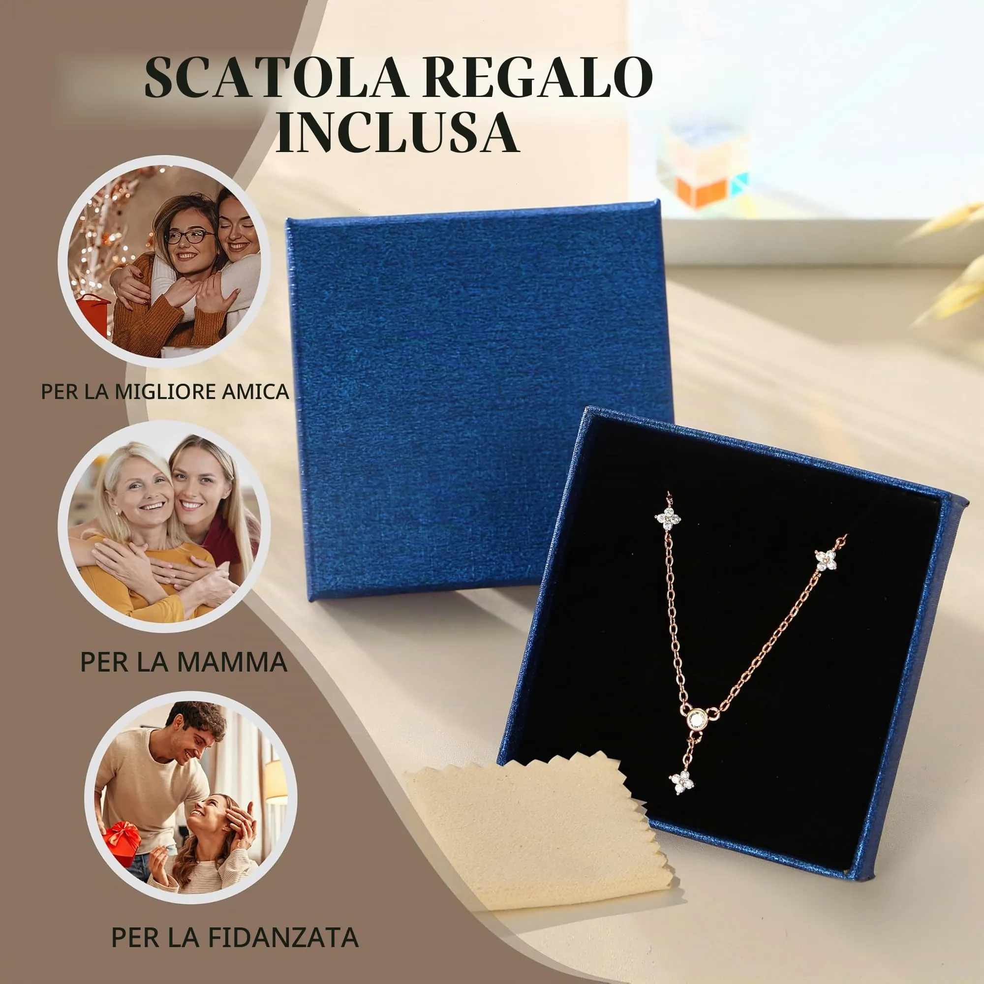 Finrezio Collana Donna con Chiusura in Argento 925 Zircone Cubico - immagine 6