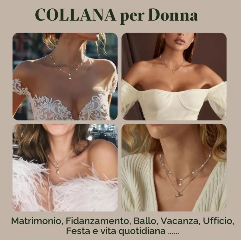 Finrezio Collana Donna con Chiusura in Argento 925 Zircone Cubico Choker - immagine 5