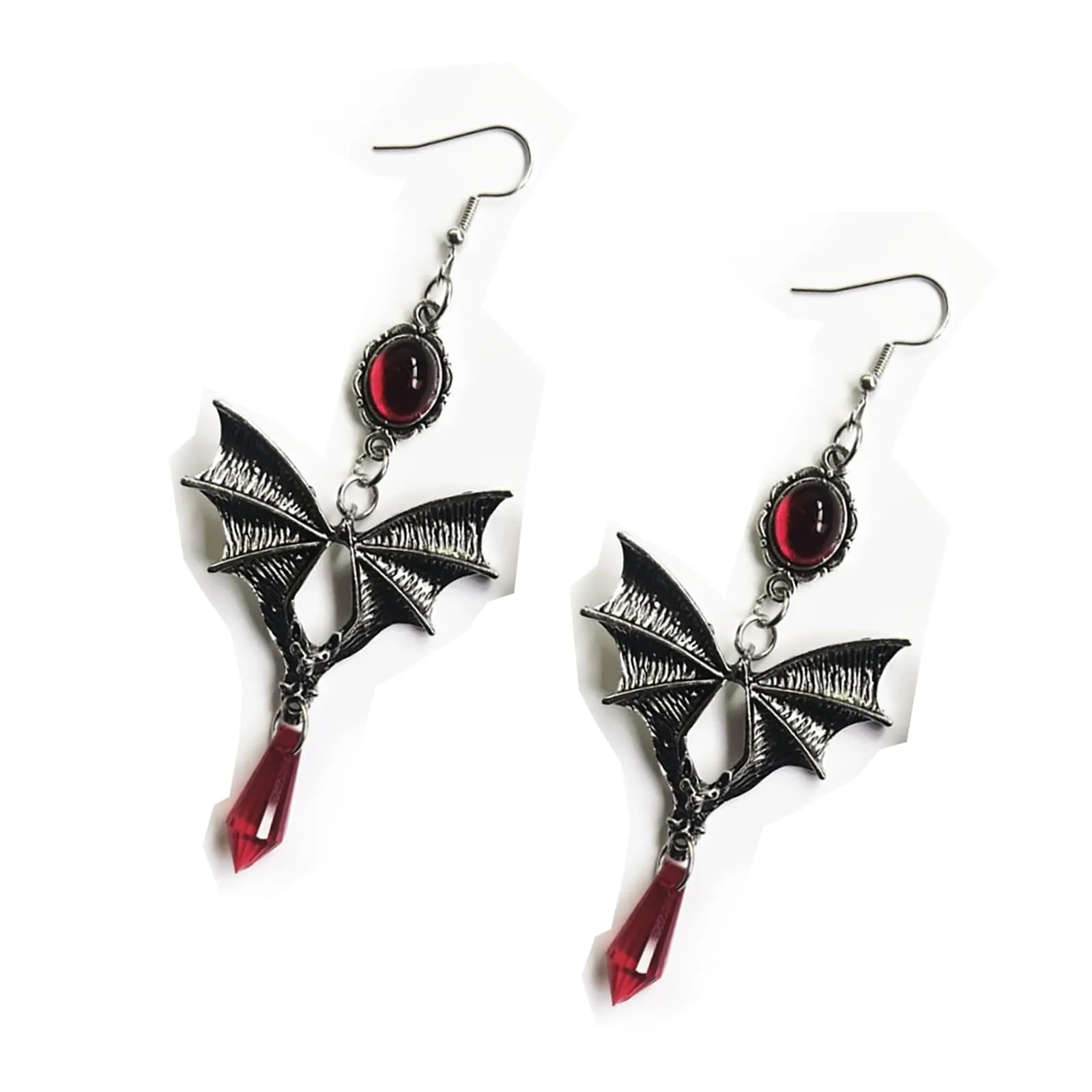 Orecchini gotici, a forma di pipipistrello, orecchini gotici, orecchini lunghi da vampiro, per ragazze e donne, Mittel, Lega di acciaio, Nessuna pietra preziosa (Rosso) - immagine 1