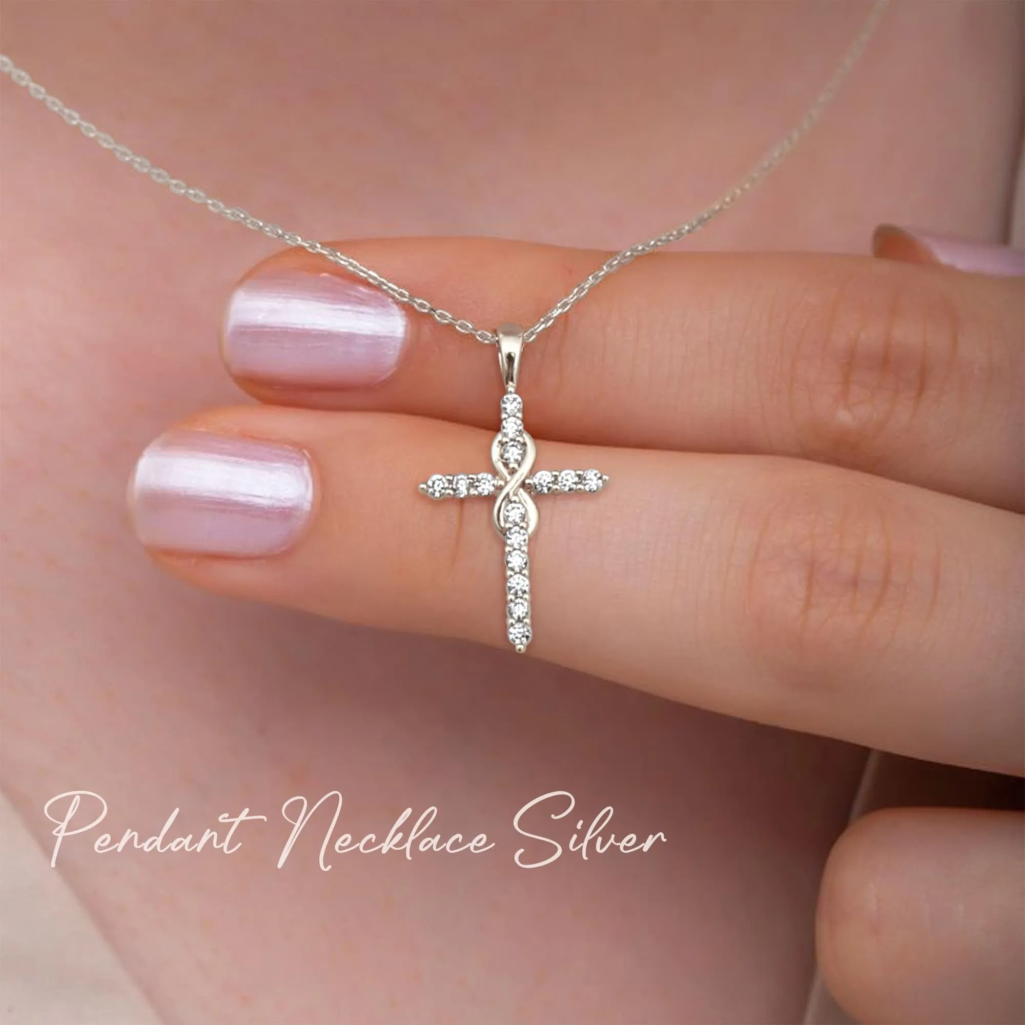 BodyBonita Collana con Croce Donna, Ciondolo Croce Semplice con Zirconia Cubica, Color Argento, Choker con Chiusura a Moschettone in Argento Sterling 925, Gioielli Moda S-F - immagine 4