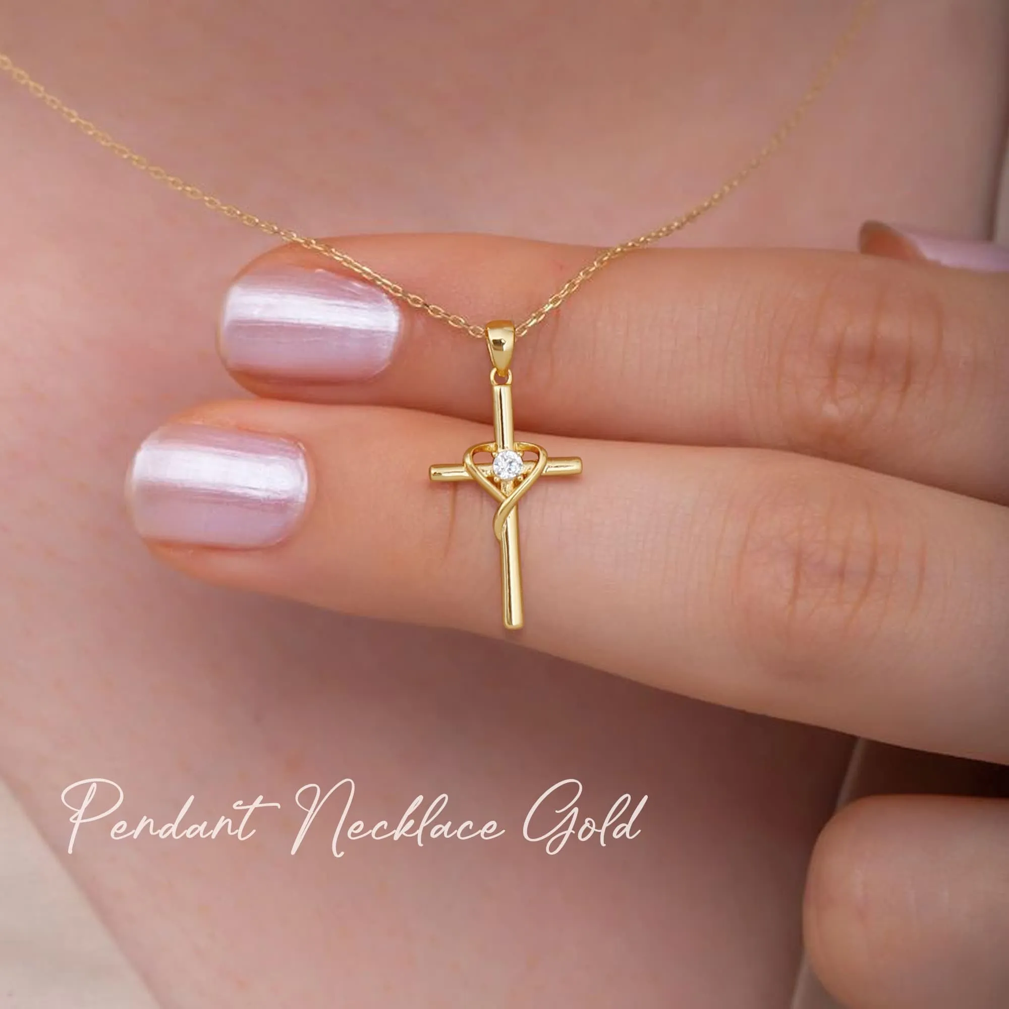 BodyBonita Collana con Croce Donna, Ciondolo Croce Semplice con Zirconia Cubica, Placcata in Oro 16K, Choker con Chiusura a Moschettone in Argento Sterling 925, Gioielli Moda G-E - immagine 4