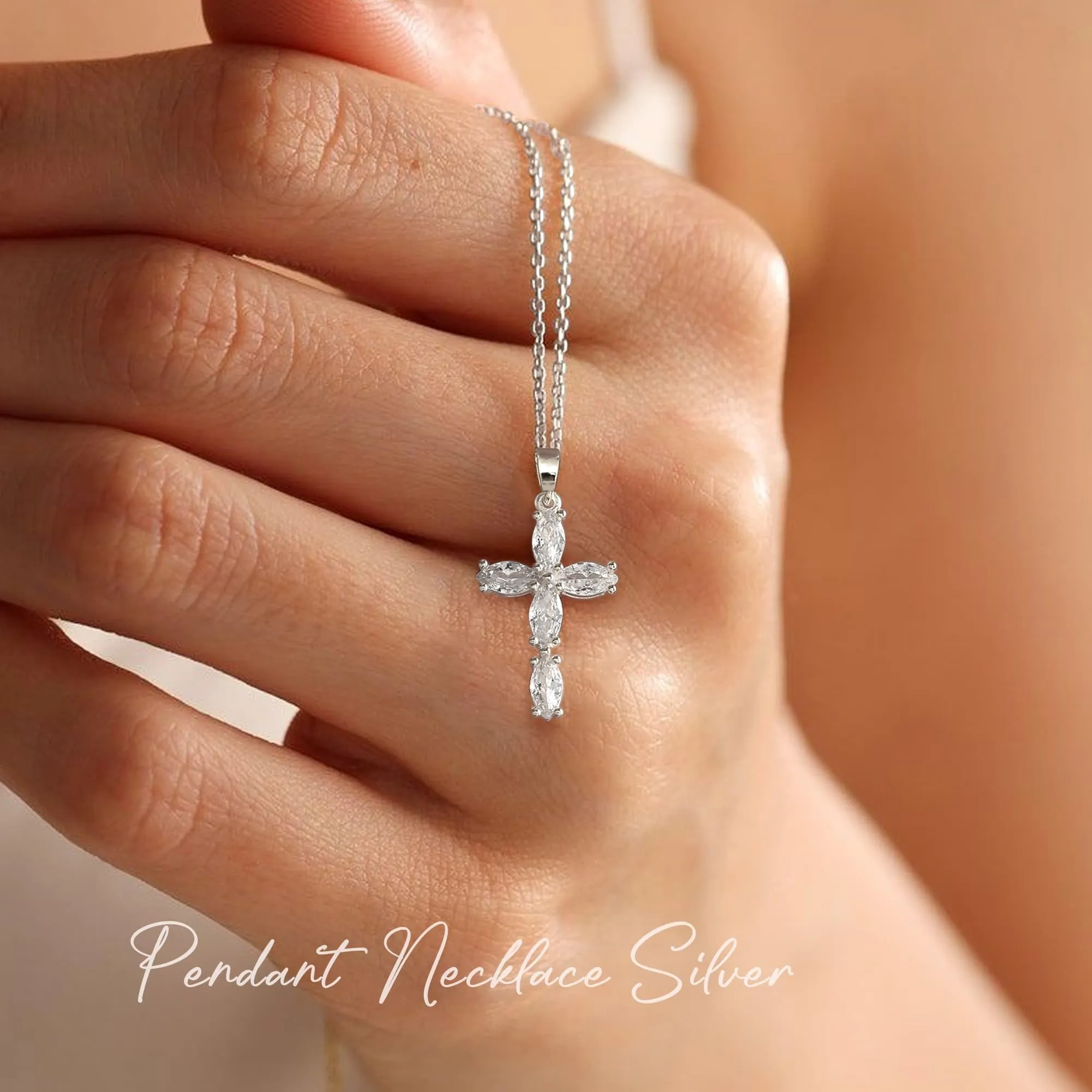 BodyBonita Collana con Croce Donna, Ciondolo Croce Semplice con Zirconia Cubica, Color Argento, Choker con Chiusura a Moschettone in Argento Sterling 925, Gioielli Moda S-A - immagine 4