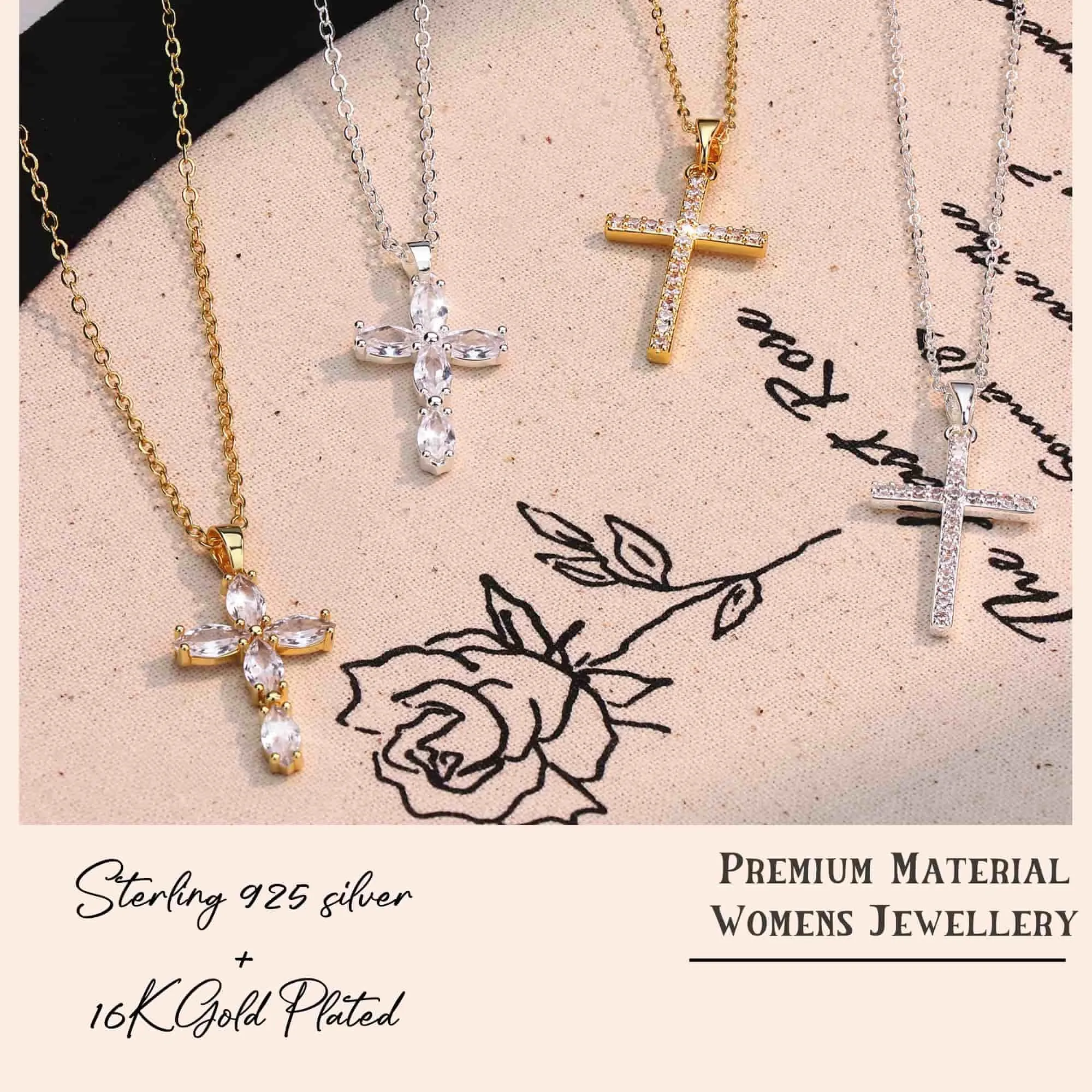 BodyBonita Collana con Croce Donna, Ciondolo Croce Semplice con Zirconia Cubica, Color Argento, Choker con Chiusura a Moschettone in Argento Sterling 925, Gioielli Moda S-A - immagine 6