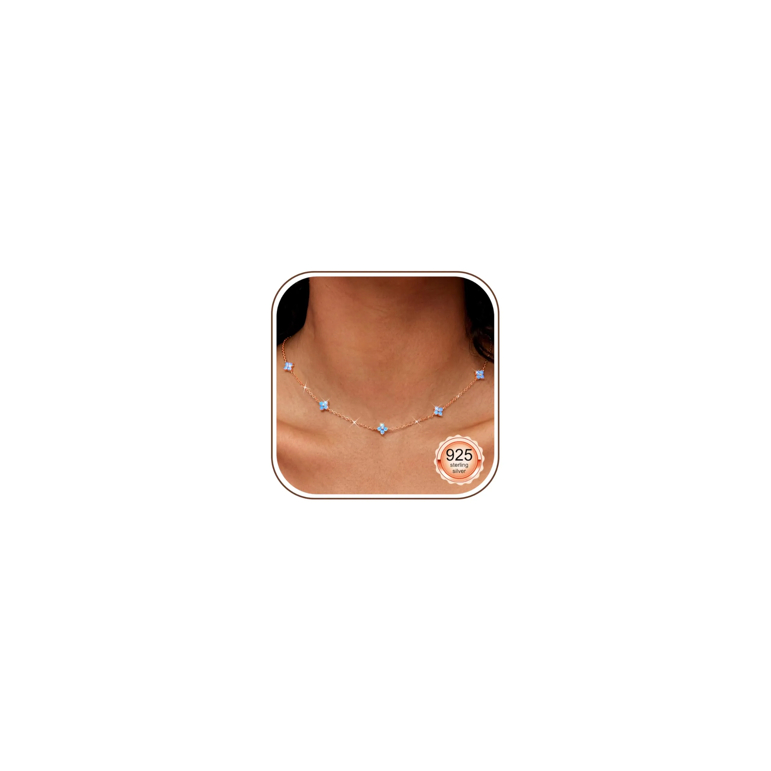 Finrezio Collana Donna con Chiusura in Argento 925 Zircone Cubico Choker - immagine 1