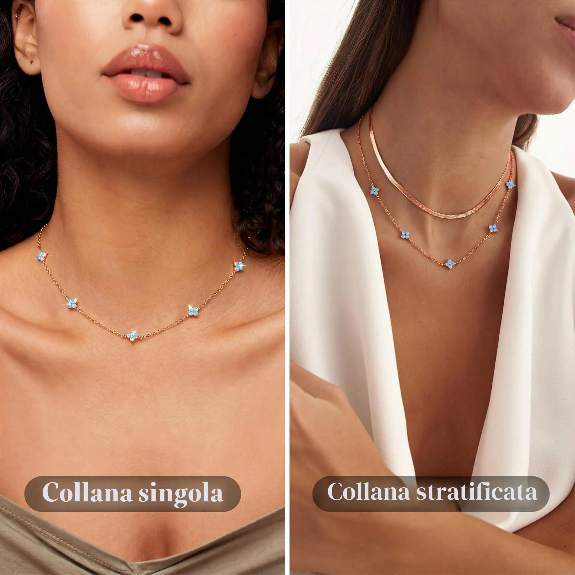 Finrezio Collana Donna con Chiusura in Argento 925 Zircone Cubico Choker - immagine 5