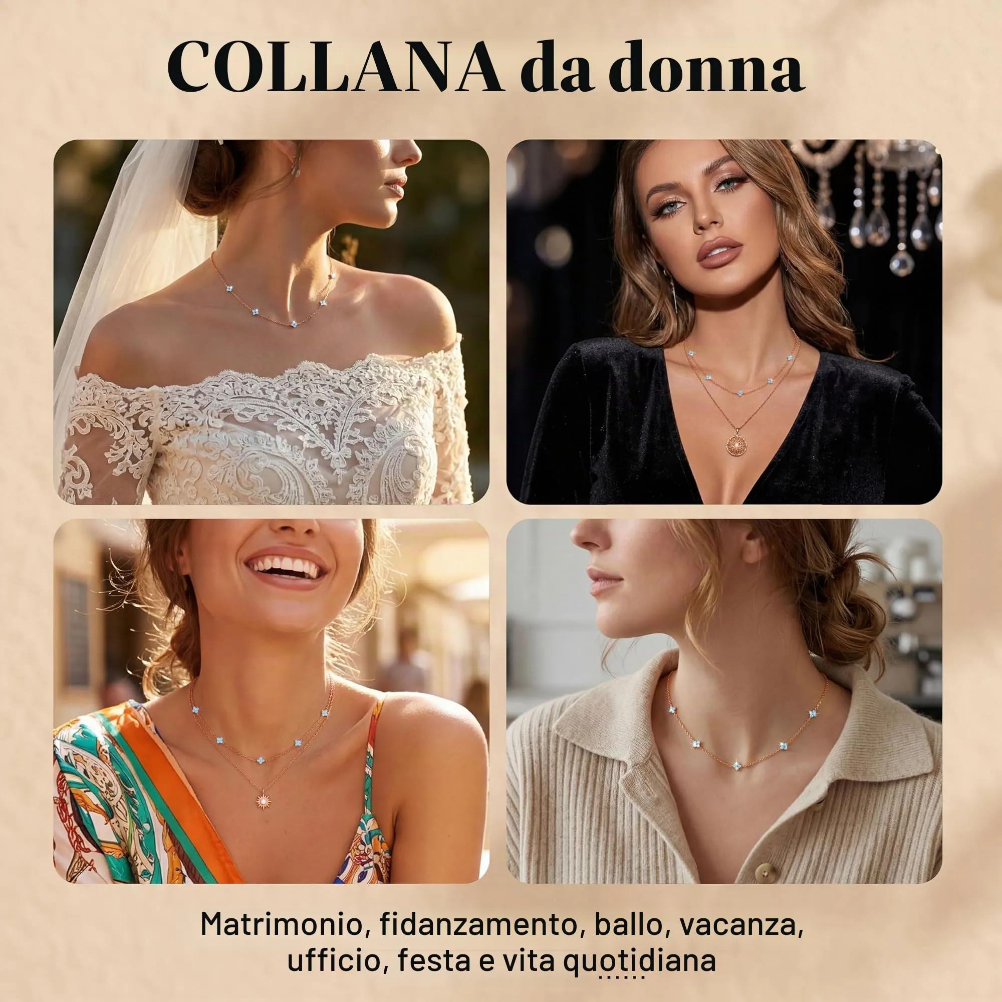 Finrezio Collana Donna con Chiusura in Argento 925 Zircone Cubico Choker - immagine 7