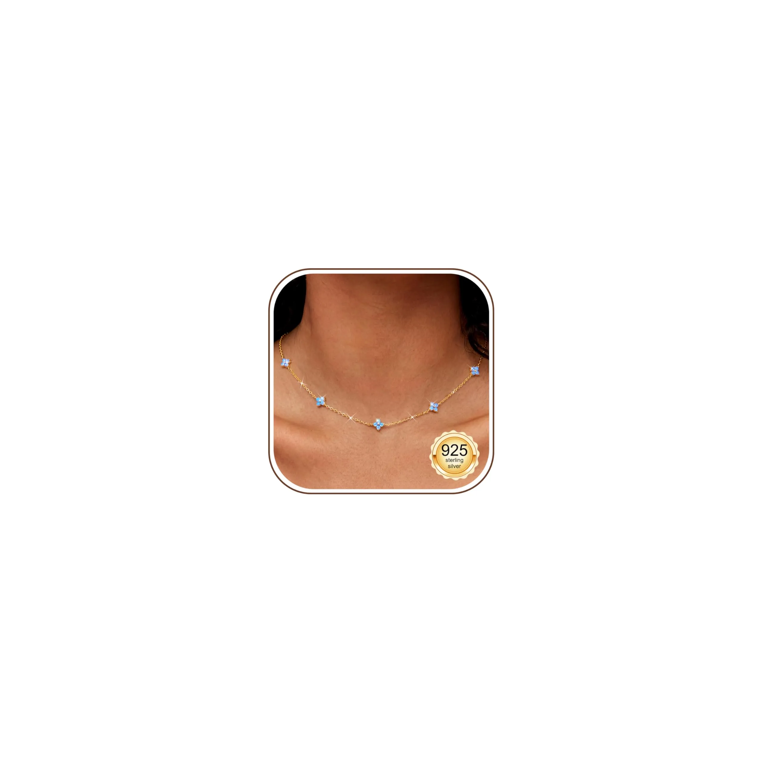 Finrezio Collana Donna con Chiusura in Argento 925 Zircone Cubico Choker - immagine 1