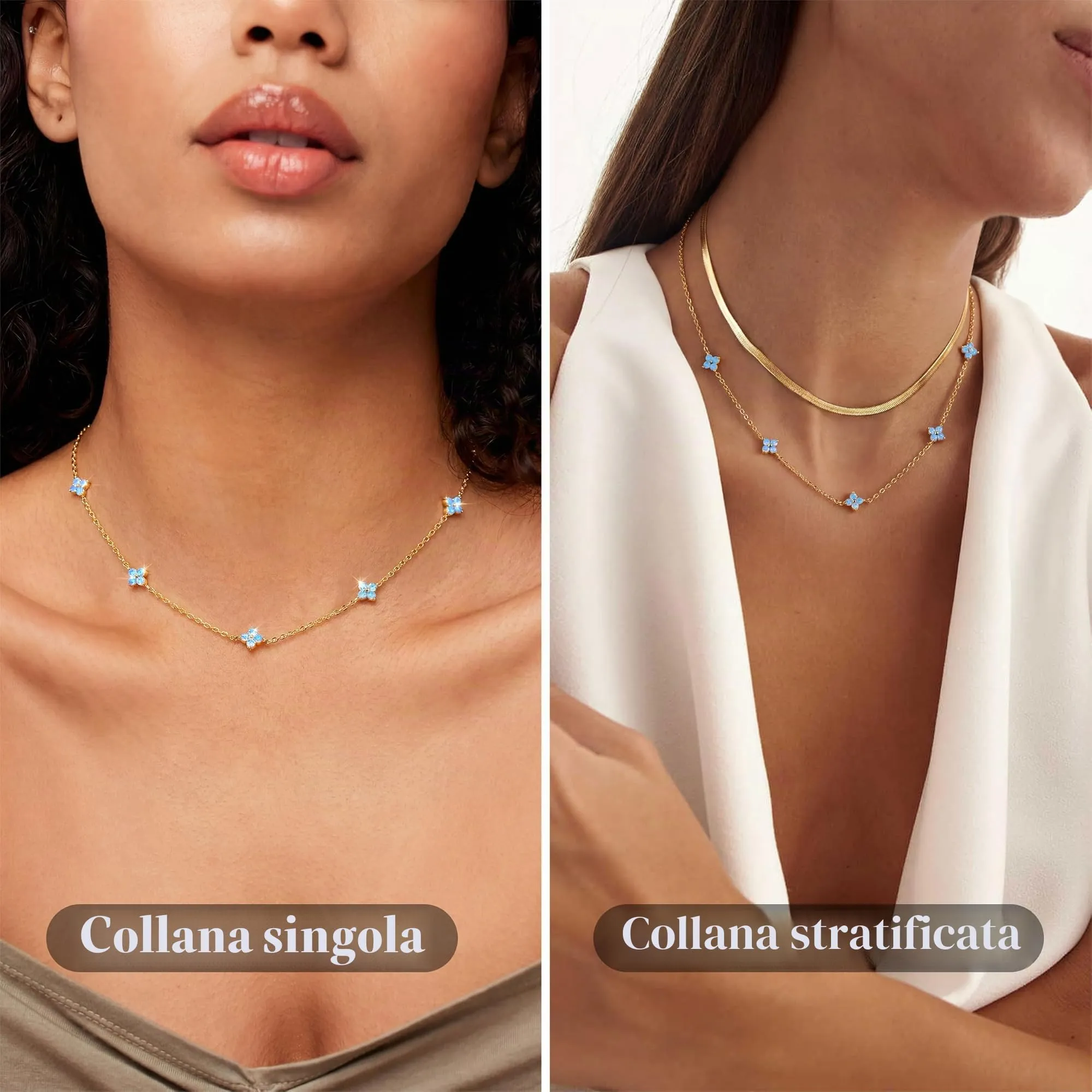 Finrezio Collana Donna con Chiusura in Argento 925 Zircone Cubico Choker - immagine 5