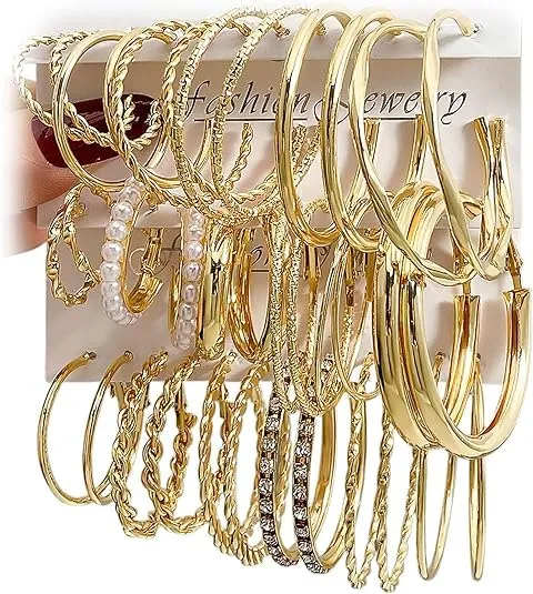 18 Paia Orecchini Oro Donna Set,Orecchini Oro Set,Sets Orecchine Anallergici Donna Oros, Zircone Sintetico Scintillante, Un Gioiello Elegante da Regalare, Perfetto per Mamme, Mogli O Fidanzate/A - immagine 1