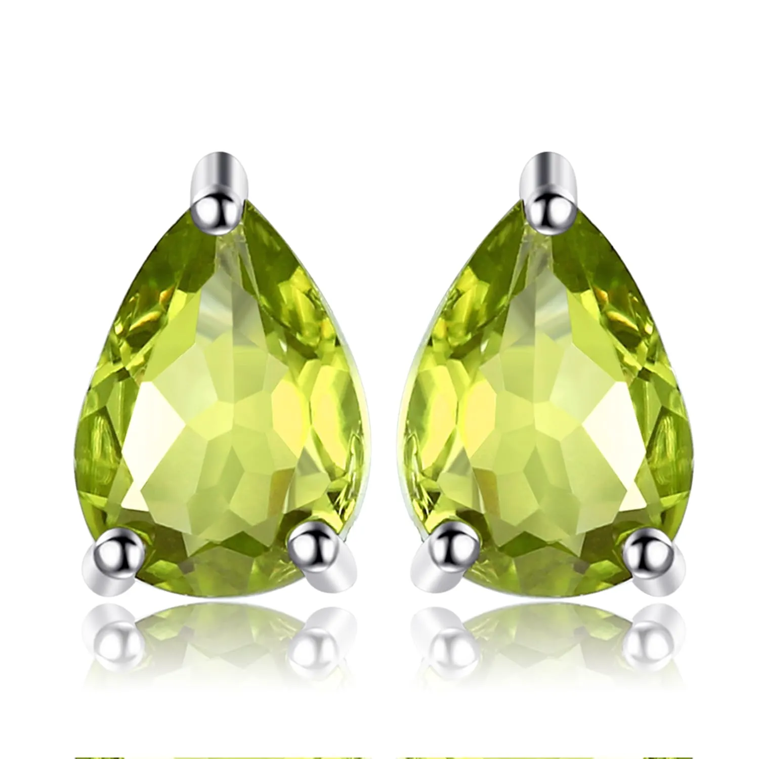 JewelryPalace Donna Gioiello 1.6ct Pera Verde Peridot Colored Cubic Zirconia Birthstone Orecchini in stud Solido aus 14K Gelbgold vergoldet - immagine 1