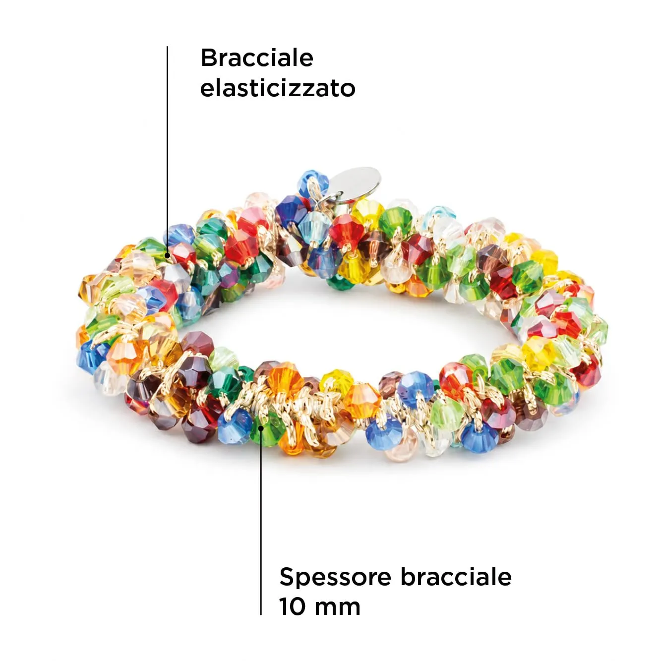 SAGA GIOIELLI® Bracciale donna elastico con cristalli sfaccettati – Bracciale elasticizzato - Confezione Regalo - Idea regalo - Regalo compleanno (MULTICOLOR) - immagine 4