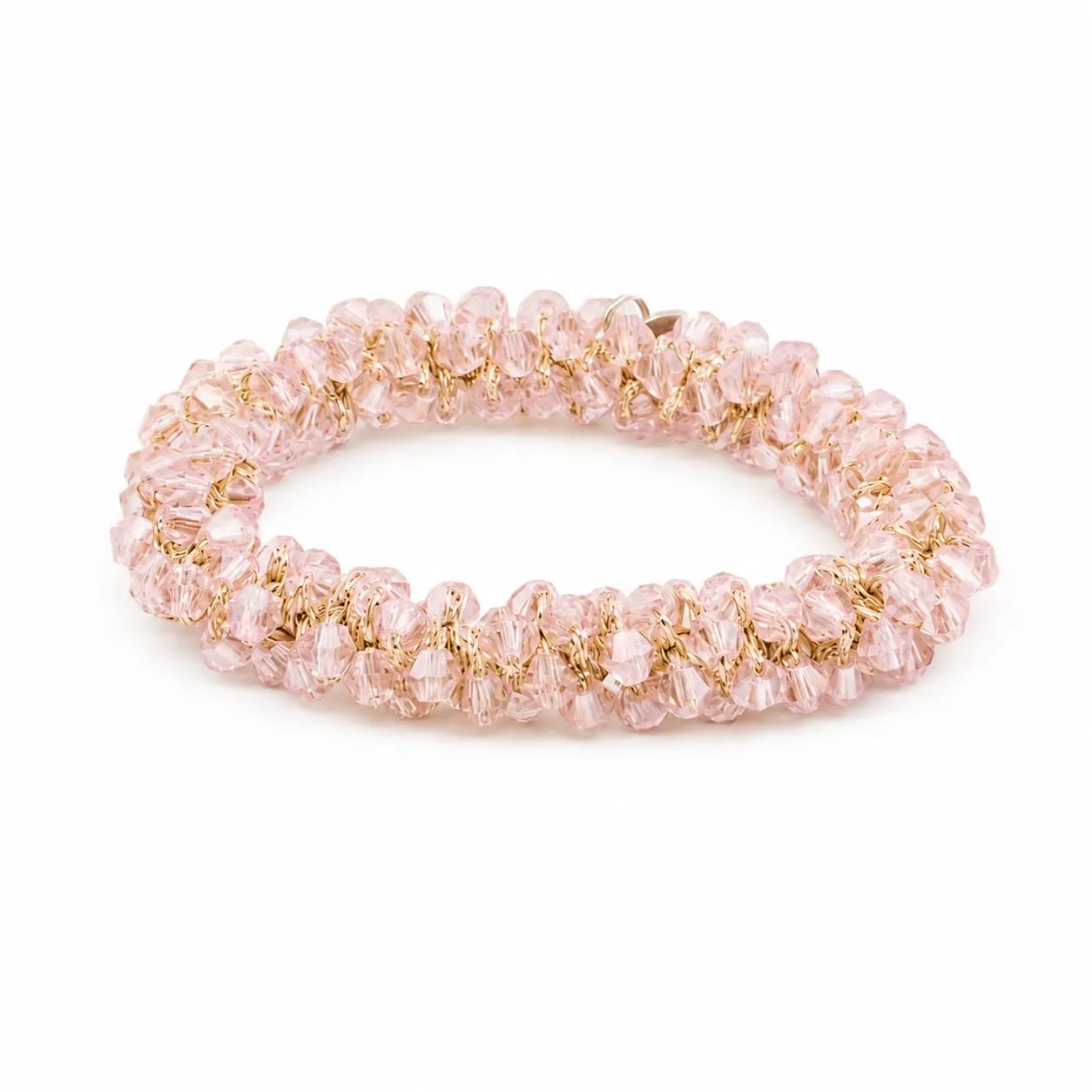 SAGA GIOIELLI® Bracciale donna elastico con cristalli sfaccettati – Bracciale elasticizzato - Confezione Regalo - Idea regalo - Regalo compleanno (ROSA CIPRIA) - immagine 1