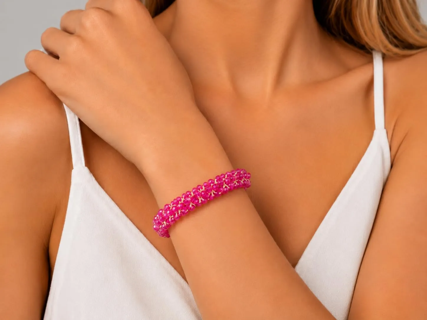 SAGA GIOIELLI® Bracciale donna elastico con cristalli sfaccettati – Bracciale elasticizzato - Confezione Regalo - Idea regalo - Regalo compleanno - immagine 2