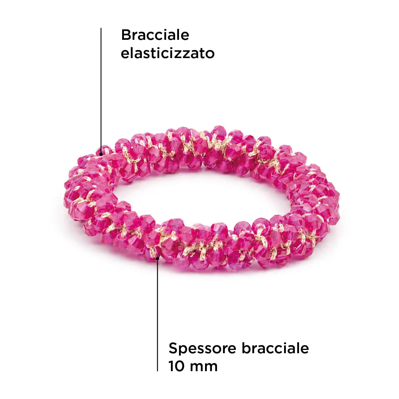 SAGA GIOIELLI® Bracciale donna elastico con cristalli sfaccettati – Bracciale elasticizzato - Confezione Regalo - Idea regalo - Regalo compleanno - immagine 4