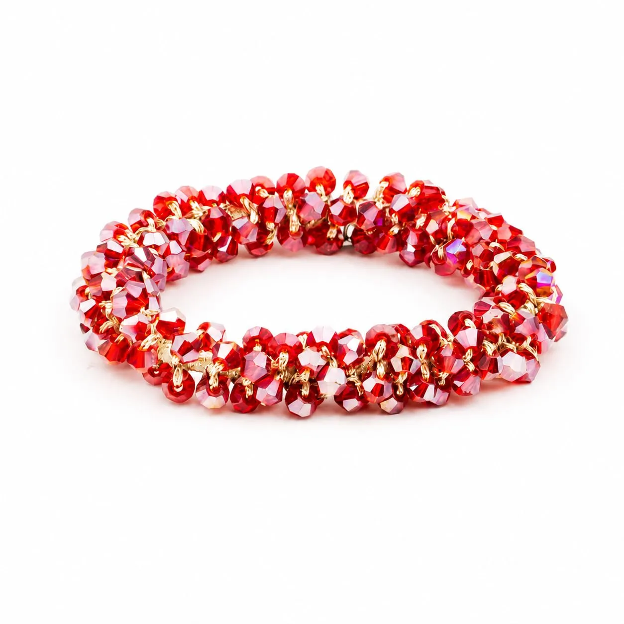 SAGA GIOIELLI® Bracciale donna elastico con cristalli sfaccettati – Bracciale elasticizzato - Confezione Regalo - Idea regalo - Regalo compleanno (ROSSO) - immagine 1