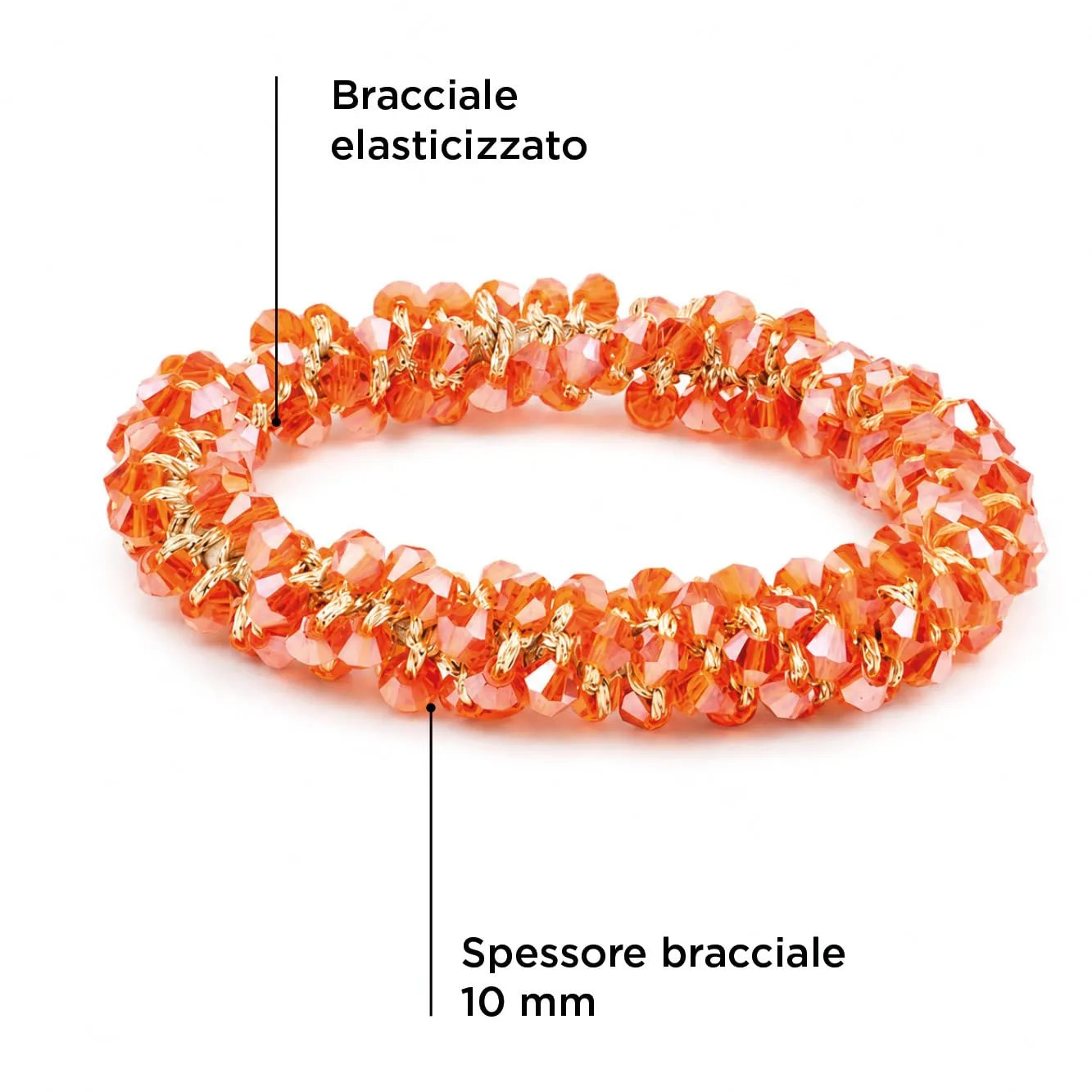 SAGA GIOIELLI® Bracciale donna elastico con cristalli sfaccettati – Bracciale elasticizzato - Confezione Regalo - Idea regalo - Regalo compleanno (CORALLO) - immagine 4