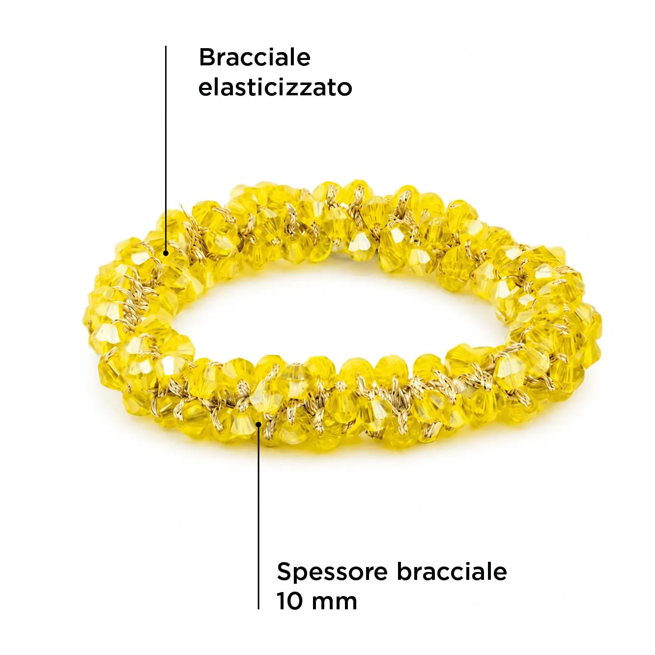 SAGA GIOIELLI® Bracciale donna elastico con cristalli sfaccettati – Bracciale elasticizzato - Confezione Regalo - Idea regalo - Regalo compleanno (GIALLO) - immagine 4