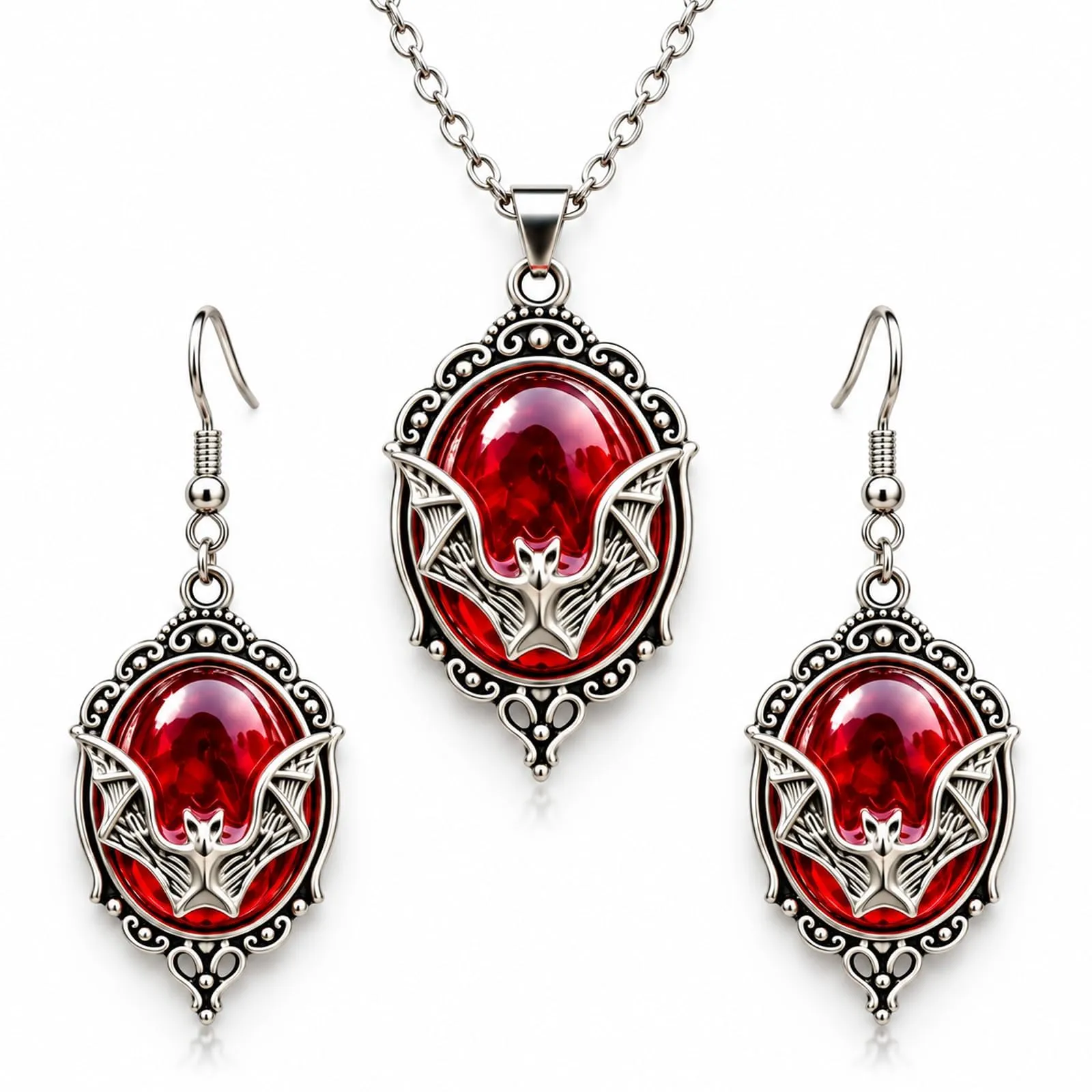 BlynthaToy Collana Gotica Ciondolo Ovale Cristallo, Gioiello Halloween Cosplay Festa per Donne Ragazze - immagine 1