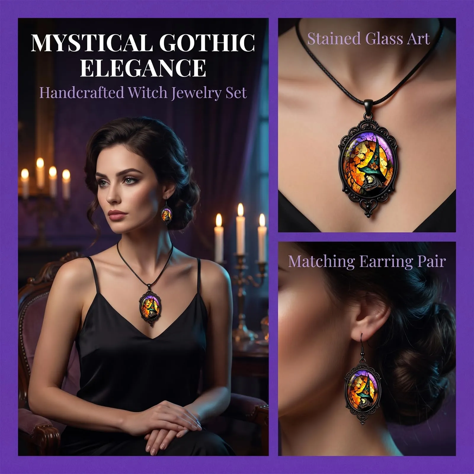 BlynthaToy Collana Gotica Ciondolo Ovale Cristallo, Choker Cameo Vintage, Gioiello Halloween Cosplay Festa per Donne Ragazze - immagine 5