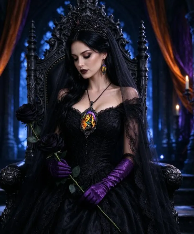 BlynthaToy Collana Gotica Ciondolo Ovale Cristallo, Choker Cameo Vintage, Gioiello Halloween Cosplay Festa per Donne Ragazze - immagine 6
