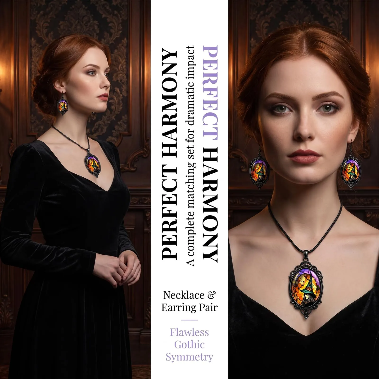 BlynthaToy Collana Gotica Ciondolo Ovale Cristallo, Choker Cameo Vintage, Gioiello Halloween Cosplay Festa per Donne Ragazze - immagine 7