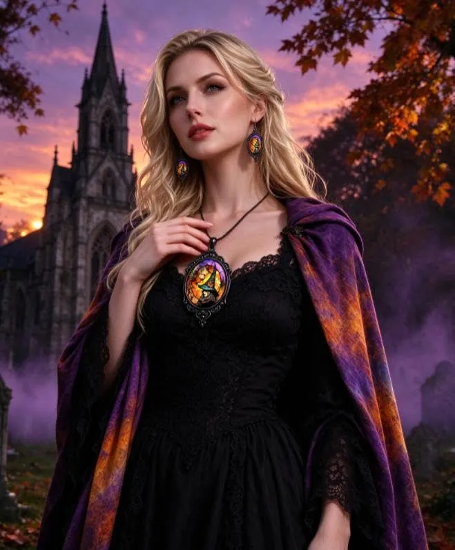 BlynthaToy Collana Gotica Ciondolo Ovale Cristallo, Choker Cameo Vintage, Gioiello Halloween Cosplay Festa per Donne Ragazze - immagine 8