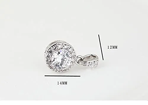 Crystalline Azuria Donna 18ct Placcato Oro Bianco Nozze Rotondo Parure Bianco Cristalli di Zirconi Collana con Ciondolo 45 cm Orecchini Bracciale - immagine 2