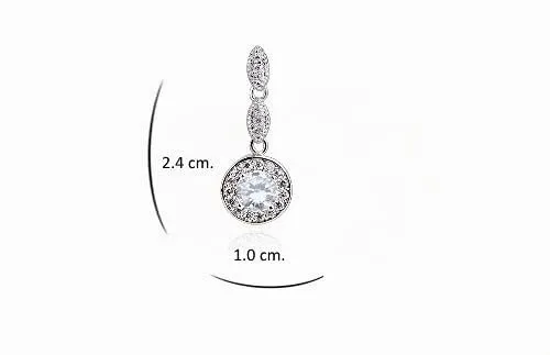 Crystalline Azuria Donna 18ct Placcato Oro Bianco Nozze Rotondo Parure Bianco Cristalli di Zirconi Collana con Ciondolo 45 cm Orecchini Bracciale - immagine 4