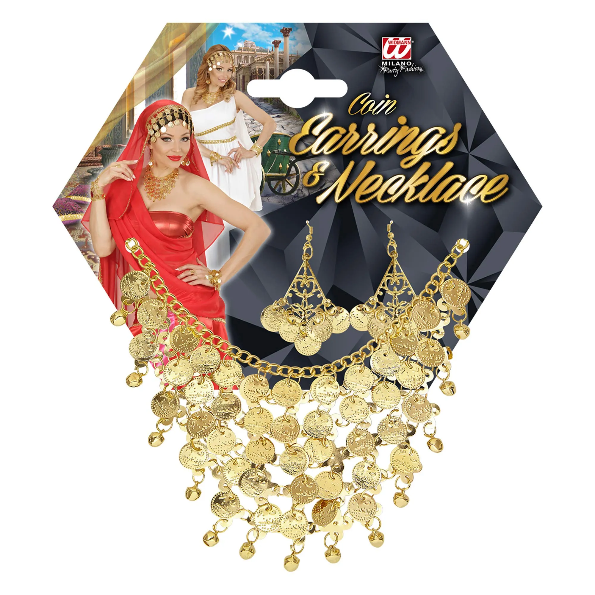 W WIDMANN MILANO Party Fashion - 24372 - Orecchini e collana con monete d'oro, oro, gioielli, accessorio, festa a tema, carnevale - immagine 3