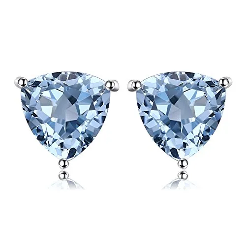 JewelryPalace Triangolo 1.9ct Naturale Cielo Blu Azzurro Topazio Birthstone Pure 925 Sterling Argento Stud Orecchini - immagine 1