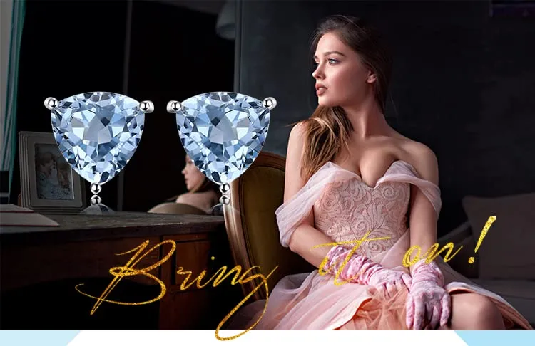 JewelryPalace Triangolo 1.9ct Naturale Cielo Blu Azzurro Topazio Birthstone Pure 925 Sterling Argento Stud Orecchini - immagine 5