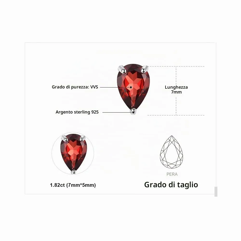 JewelryPalace orecchini a goccia 1,8 carati in granati rosso naturale, Birthstone in Argento Sterling 925 - immagine 2