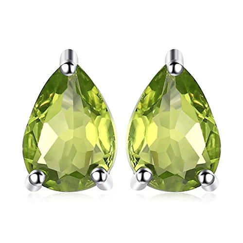 JewelryPalace Donna Gioiello 1.6ct Pera Verde Naturale Peridot Birthstone Orecchini in stud Solido Argento Sterling 925 - immagine 1