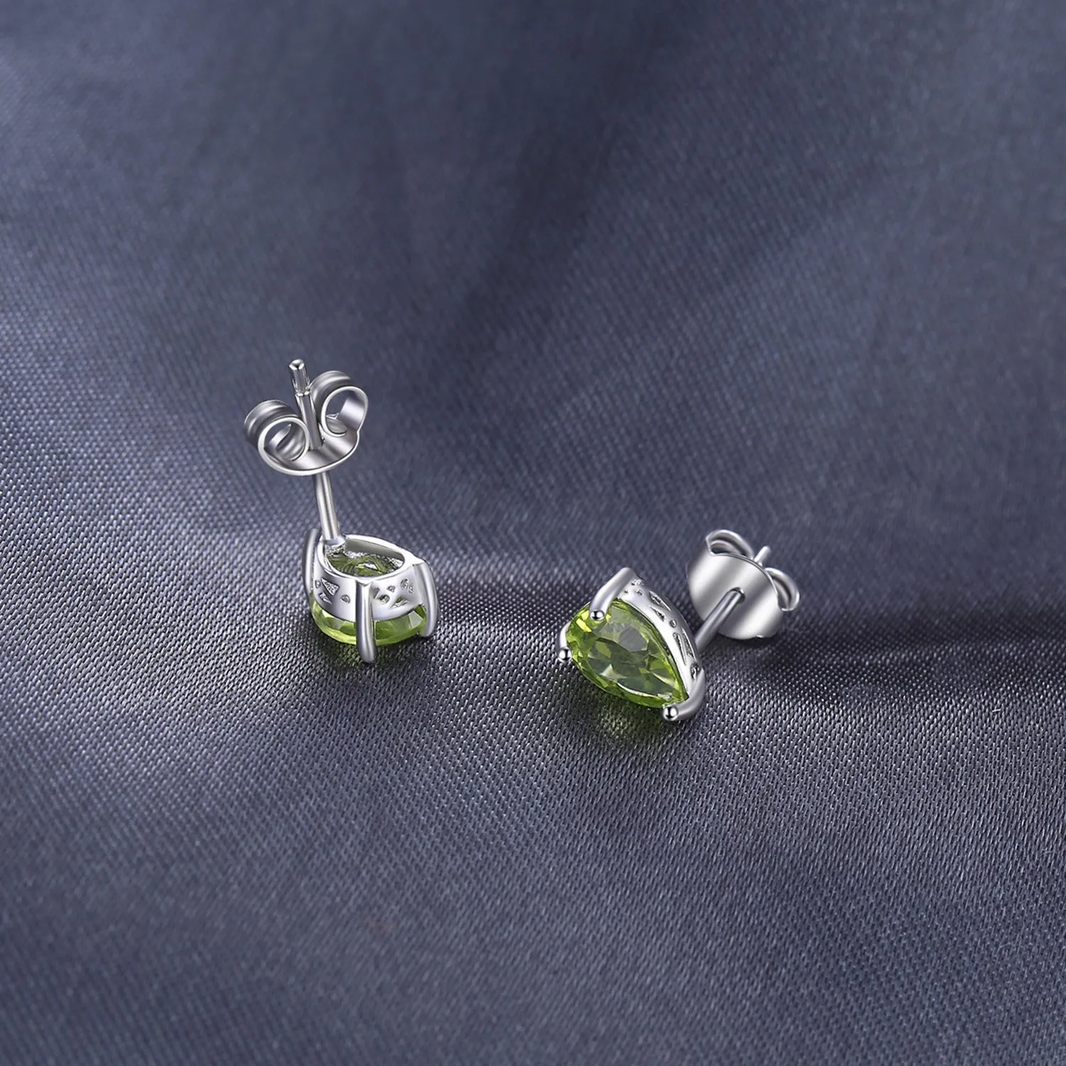 JewelryPalace Donna Gioiello 1.6ct Pera Verde Naturale Peridot Birthstone Orecchini in stud Solido Argento Sterling 925 - immagine 5