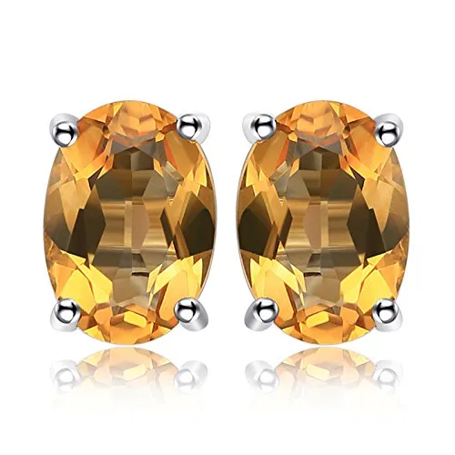 JewelryPalace Ovale 1.4ct Naturale Citrino Birthstone Stud Orecchini Solido 925 Sterling Argento - immagine 1