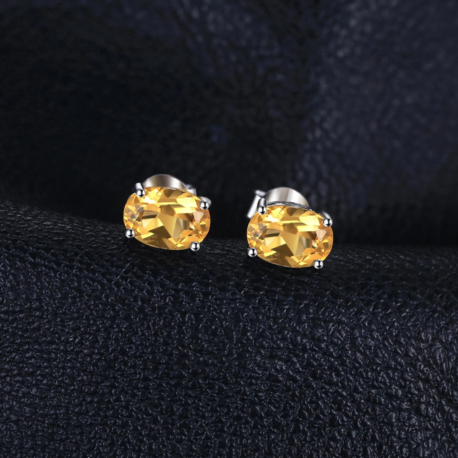 JewelryPalace Ovale 1.4ct Naturale Citrino Birthstone Stud Orecchini Solido 925 Sterling Argento - immagine 3