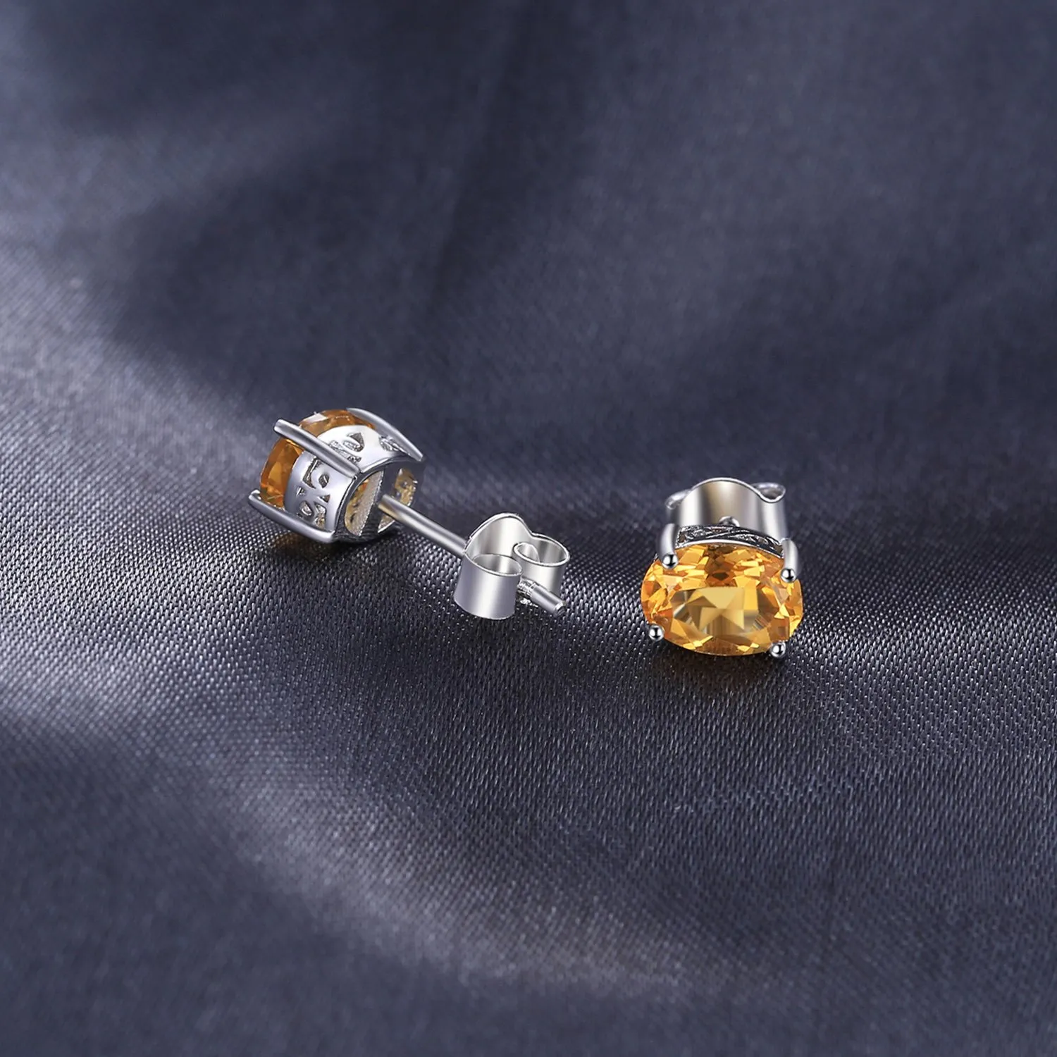 JewelryPalace Ovale 1.4ct Naturale Citrino Birthstone Stud Orecchini Solido 925 Sterling Argento - immagine 5