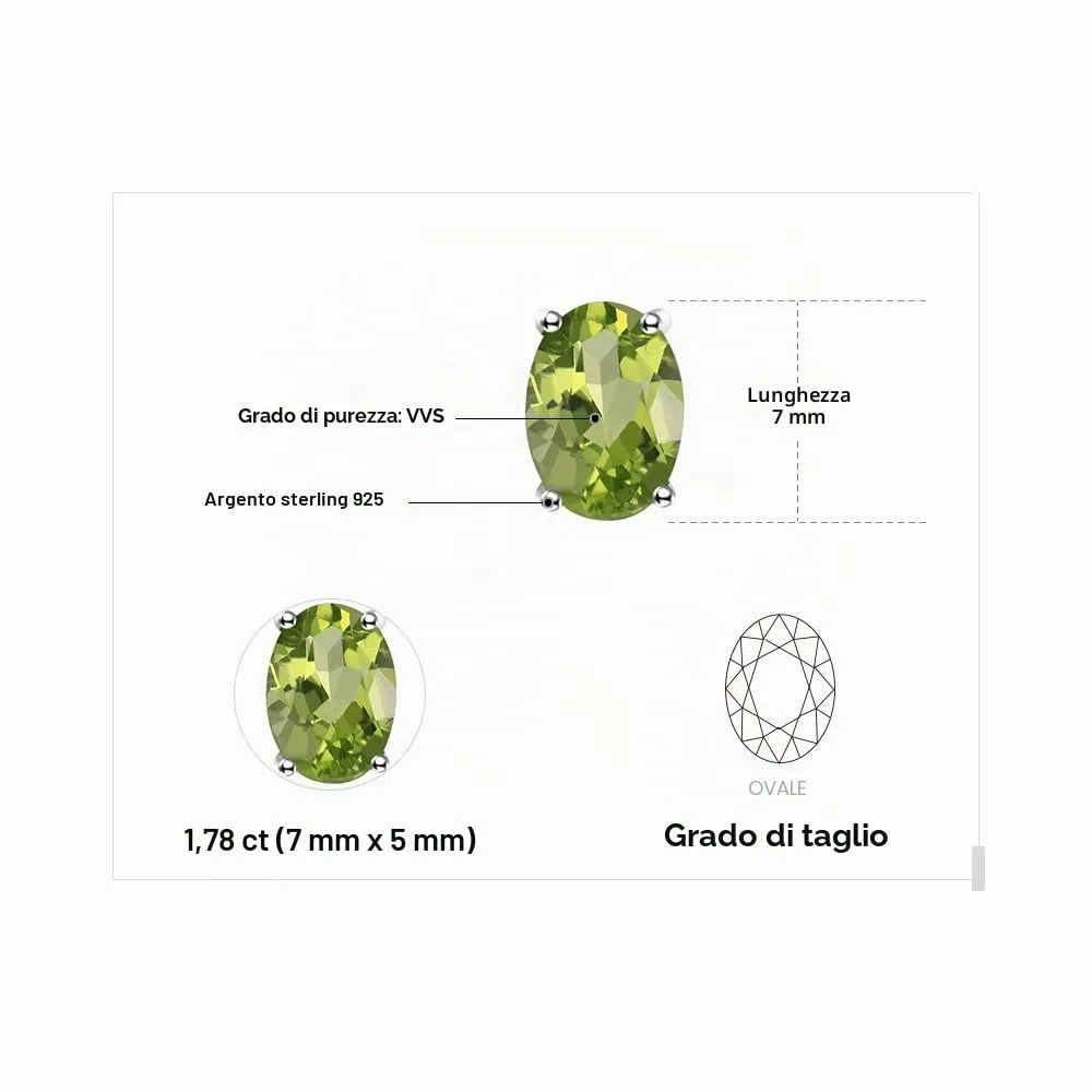 JewelryPalace Ovale 1.8ct Naturale Verde Peridot Birthstone Stud Orecchini Naturale 925 Sterling Argento - immagine 2