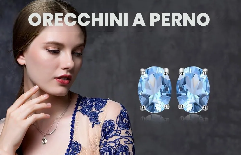 JewelryPalace Ovale 1.9ct Naturale Cielo Blu Azzurro Topazio Birthstone Stud Orecchini Solido 925 Sterling Argento - immagine 6