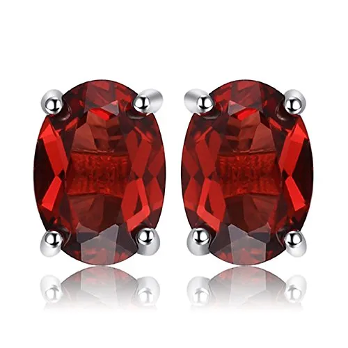 JewelryPalace Ovale 2ct Naturale Rosso Granato Birthstone Stud Orecchini Solido 925 Sterling Argento - immagine 1