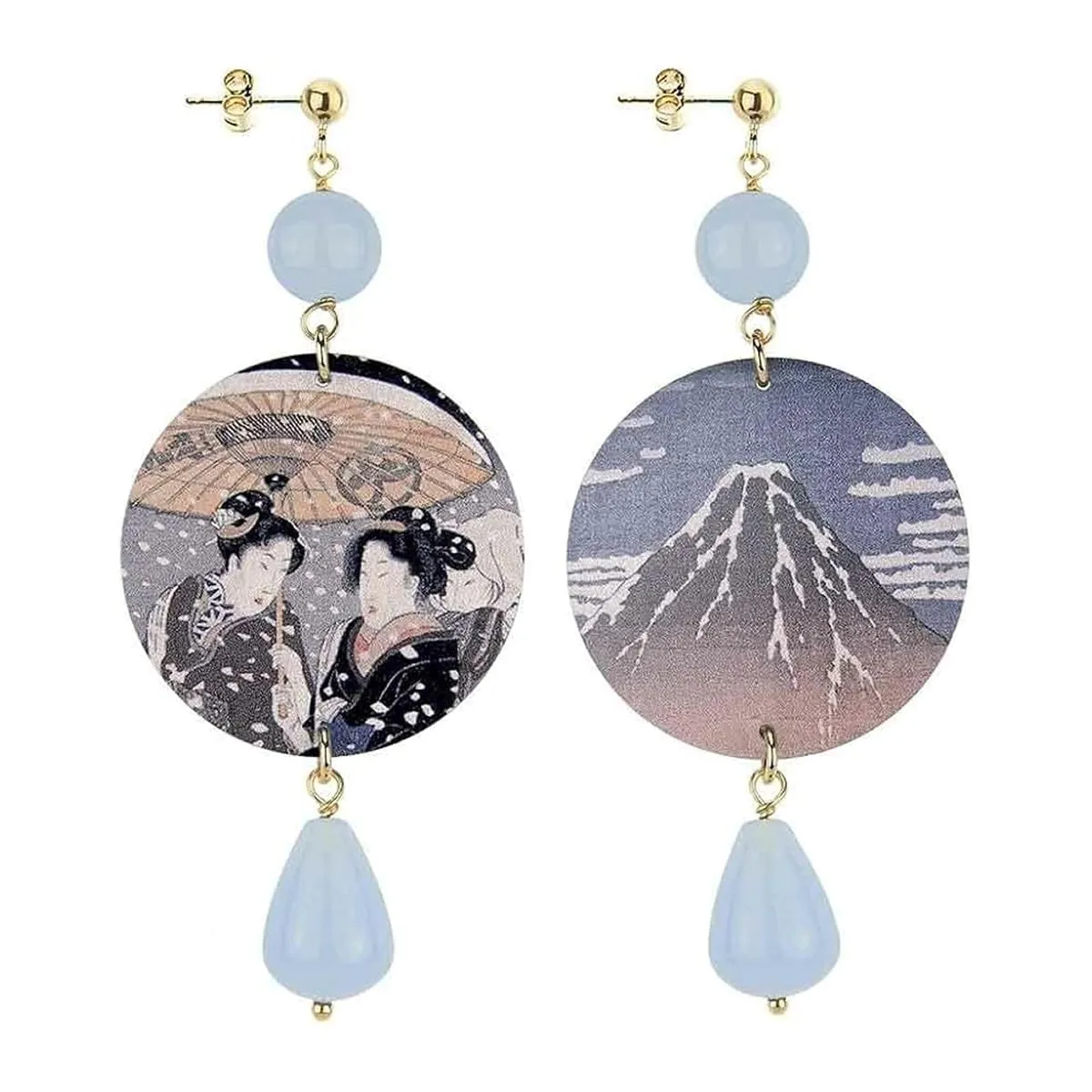 Lebole Orecchini Donna, Orecchini Donna Pendenti Eleganti e Leggeri, in Ottone Galvanizzato Oro con Pietre Naturali, Gioielli Artigianali Made in Italy, Regalo Donna dal Design Esclusivo - immagine 1
