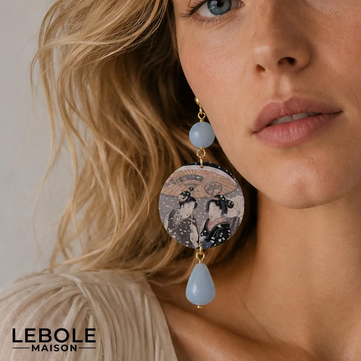 Lebole Orecchini Donna, Orecchini Donna Pendenti Eleganti e Leggeri, in Ottone Galvanizzato Oro con Pietre Naturali, Gioielli Artigianali Made in Italy, Regalo Donna dal Design Esclusivo - immagine 2